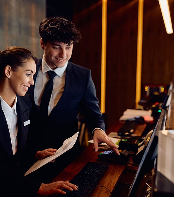 Hotel staff at reception